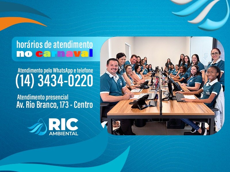 RIC Ambiental divulga horário de atendimento no Carnaval