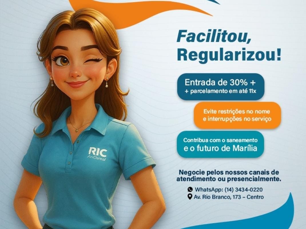 RIC Ambiental lança campanha de regularização de débitos com condições facilitadas para consumidores de Marília